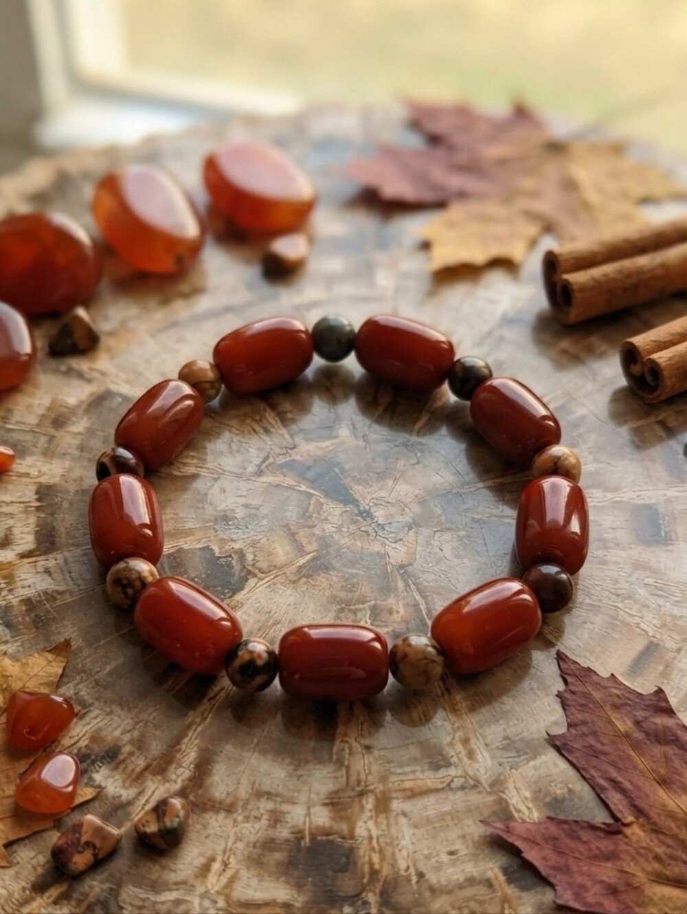 Carnelian/Red Creek Jasper Bracelet